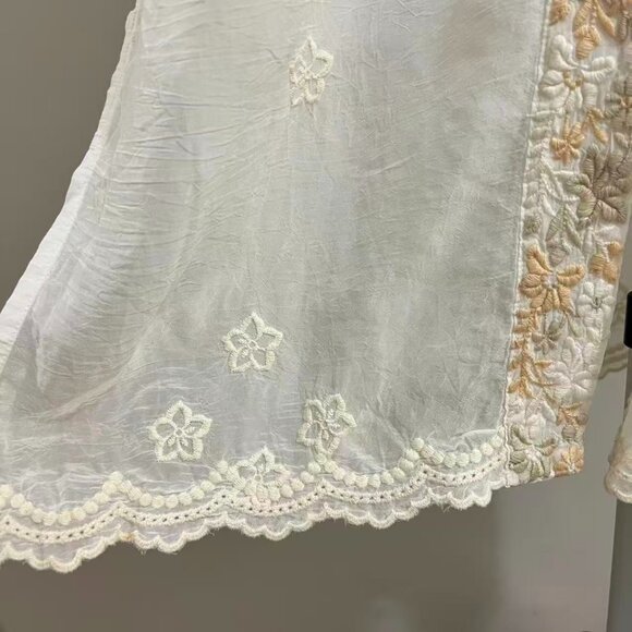 NWOT Johnny Was Kimono Embroidered Floral Jacket Coat Cream Ivory Size S - Picture 10 of 16